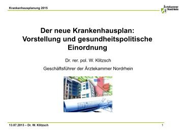 Der neue Krankenhausplan - Ärztekammer Nordrhein