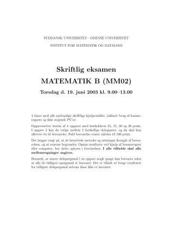 eksamensopgaver - Institut for Matematik og Datalogi - Syddansk ...