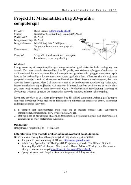 PROJEKTKATALOG 20100125.pdf - Institut for Matematik og ...