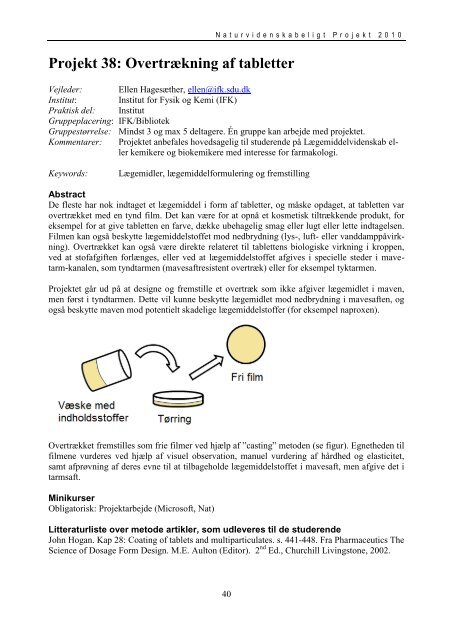 PROJEKTKATALOG 20100125.pdf - Institut for Matematik og ...