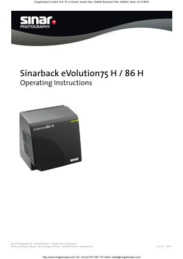 Sinarback eVolution Manual - image2output - Support