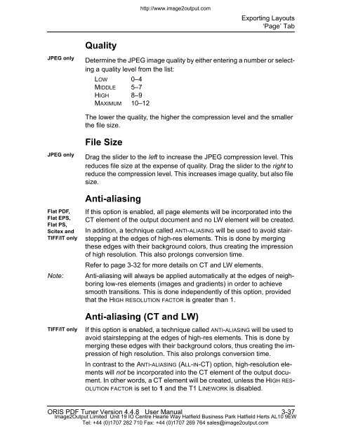 ORIS PDF Tuner Version 4.4.8 User Manual - image2output - Support