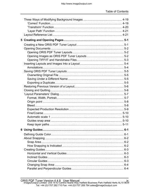 ORIS PDF Tuner Version 4.4.8 User Manual - image2output - Support