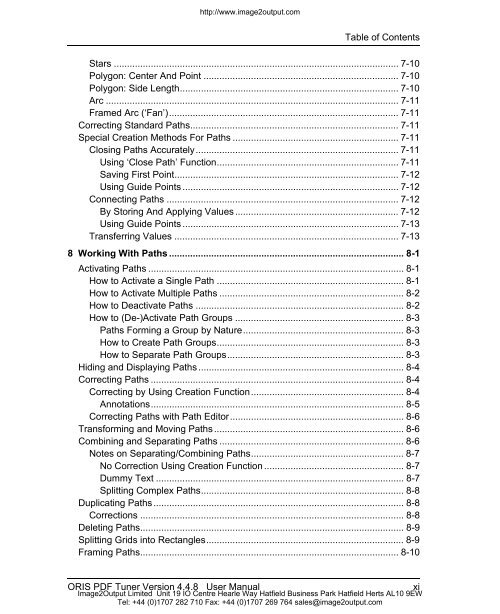 ORIS PDF Tuner Version 4.4.8 User Manual - image2output - Support