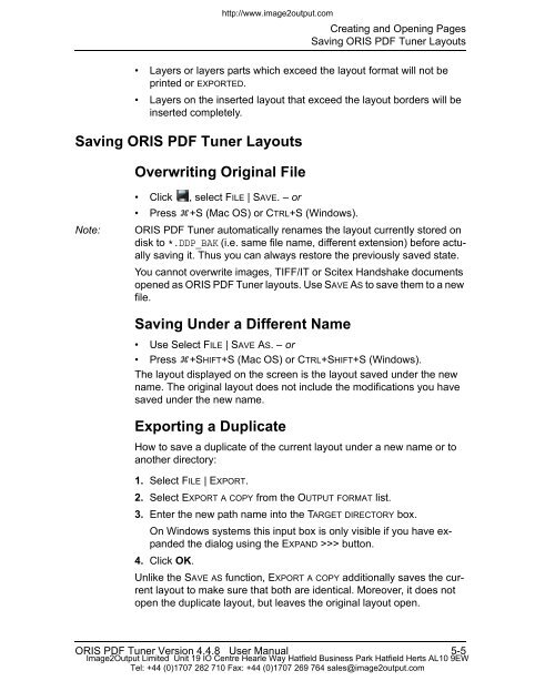 ORIS PDF Tuner Version 4.4.8 User Manual - image2output - Support