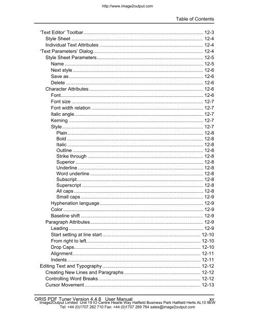 ORIS PDF Tuner Version 4.4.8 User Manual - image2output - Support