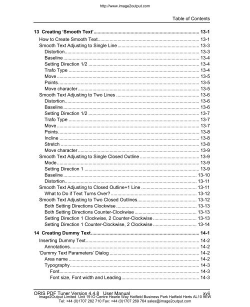 ORIS PDF Tuner Version 4.4.8 User Manual - image2output - Support