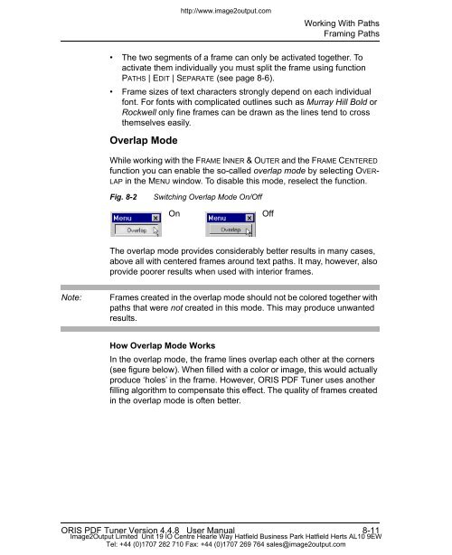 ORIS PDF Tuner Version 4.4.8 User Manual - image2output - Support