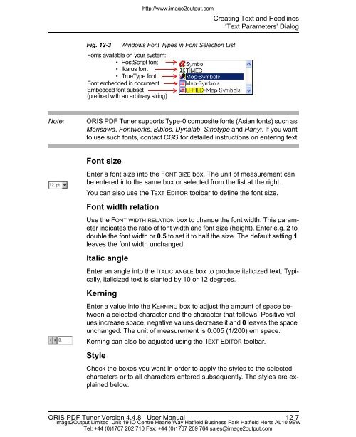 ORIS PDF Tuner Version 4.4.8 User Manual - image2output - Support