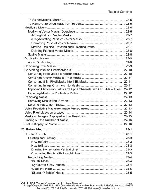 ORIS PDF Tuner Version 4.4.8 User Manual - image2output - Support