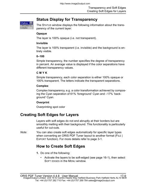 ORIS PDF Tuner Version 4.4.8 User Manual - image2output - Support