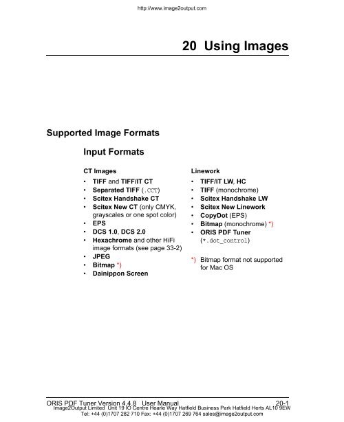 ORIS PDF Tuner Version 4.4.8 User Manual - image2output - Support