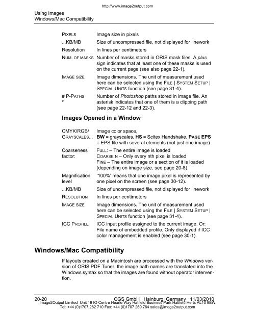 ORIS PDF Tuner Version 4.4.8 User Manual - image2output - Support