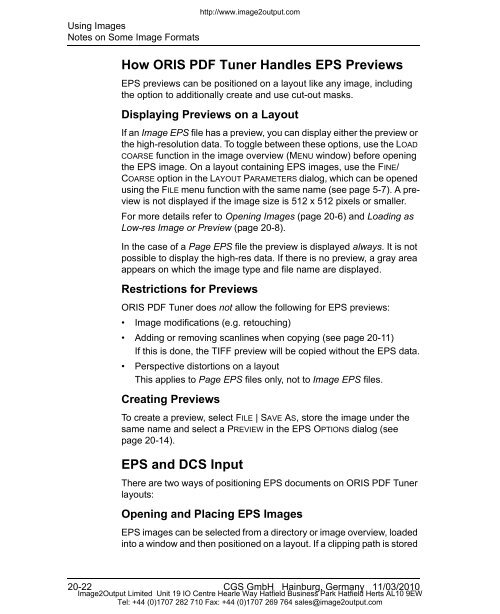 ORIS PDF Tuner Version 4.4.8 User Manual - image2output - Support