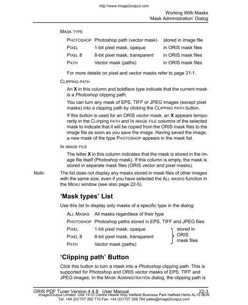 ORIS PDF Tuner Version 4.4.8 User Manual - image2output - Support