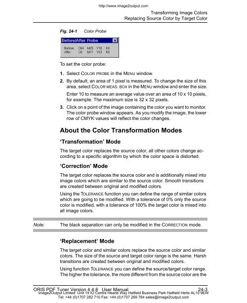 ORIS PDF Tuner Version 4.4.8 User Manual - image2output - Support