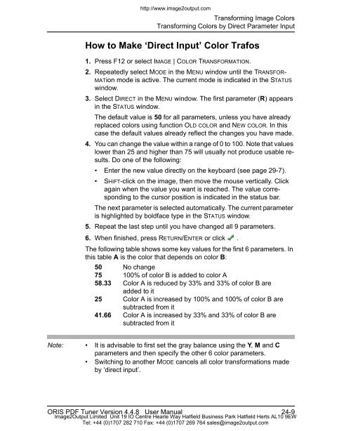 ORIS PDF Tuner Version 4.4.8 User Manual - image2output - Support