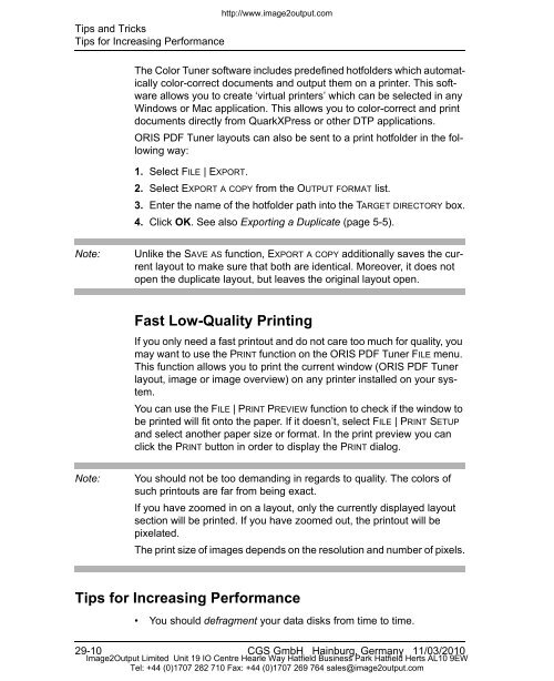 ORIS PDF Tuner Version 4.4.8 User Manual - image2output - Support