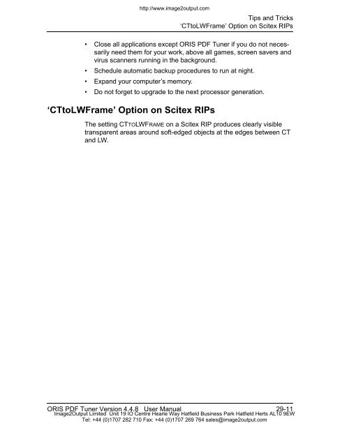 ORIS PDF Tuner Version 4.4.8 User Manual - image2output - Support