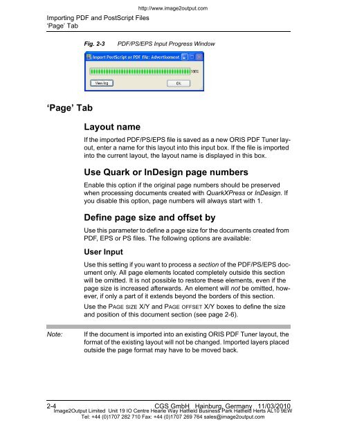 ORIS PDF Tuner Version 4.4.8 User Manual - image2output - Support