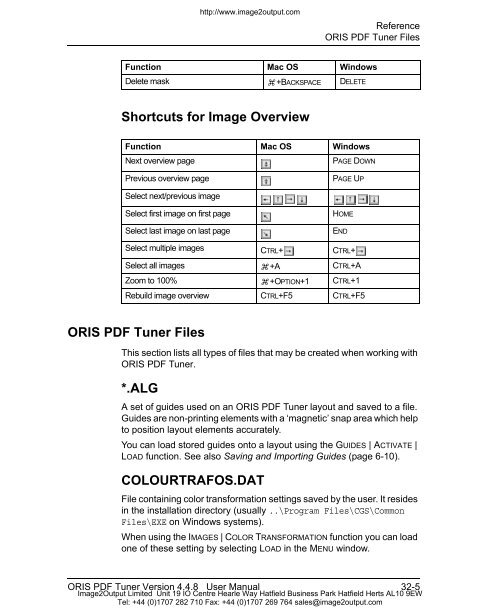 ORIS PDF Tuner Version 4.4.8 User Manual - image2output - Support