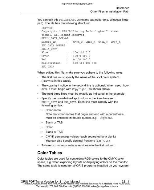 ORIS PDF Tuner Version 4.4.8 User Manual - image2output - Support