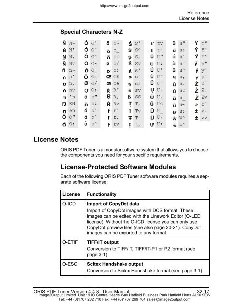 ORIS PDF Tuner Version 4.4.8 User Manual - image2output - Support