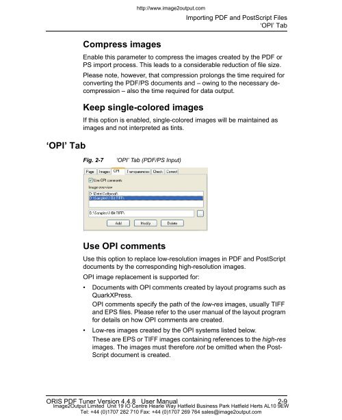 ORIS PDF Tuner Version 4.4.8 User Manual - image2output - Support