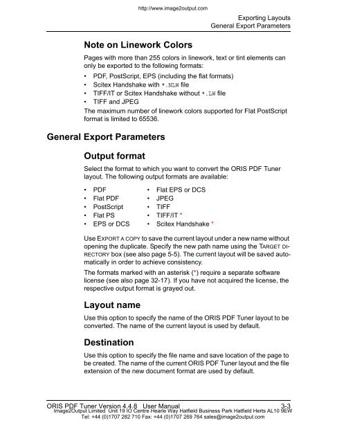 ORIS PDF Tuner Version 4.4.8 User Manual - image2output - Support