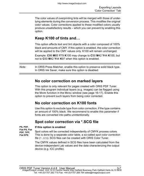 ORIS PDF Tuner Version 4.4.8 User Manual - image2output - Support