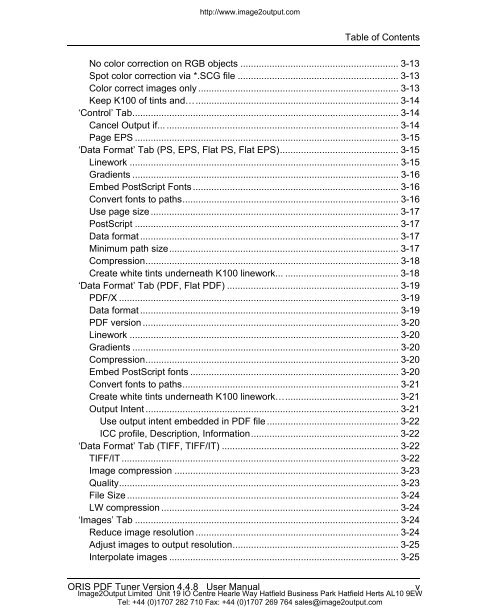 ORIS PDF Tuner Version 4.4.8 User Manual - image2output - Support