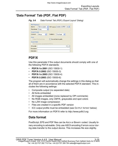 ORIS PDF Tuner Version 4.4.8 User Manual - image2output - Support