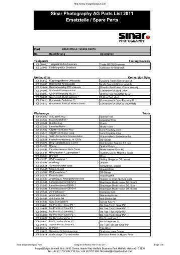 Sinar_Spares_parts list - image2output - Support