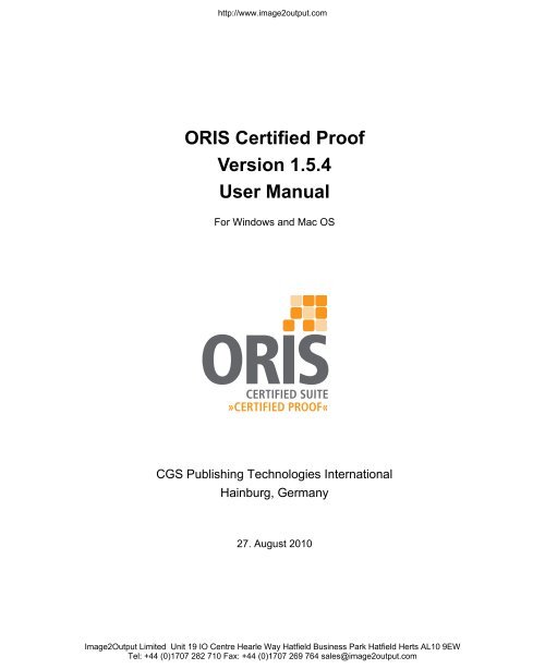 Certified Proof Manual - image2output - Support