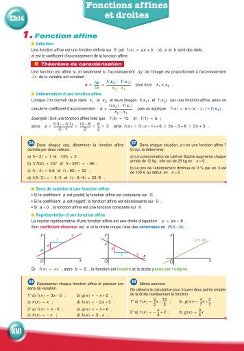 Fonctions affines et droites - Hachette