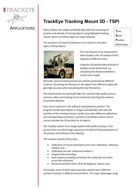 TrackEye Tracking Mount 3D - TSPI - Image Systems