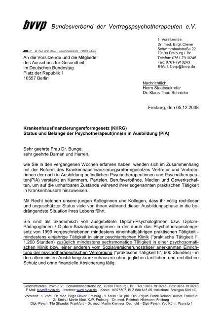 Bundesverband der Vertragspsychotherapeuten ev - BVVP