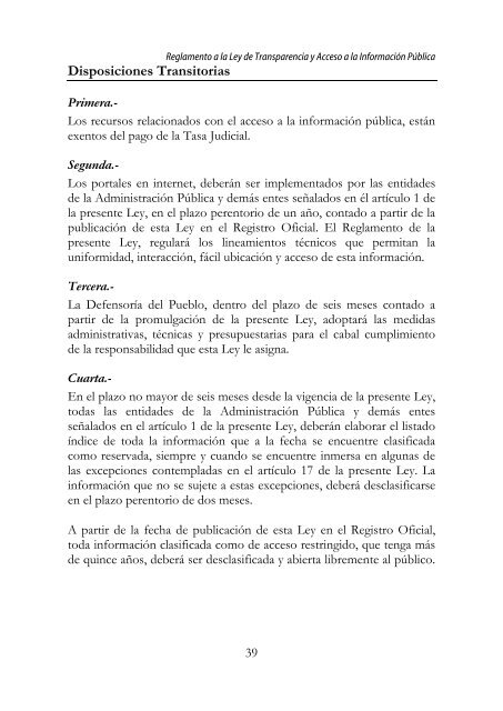 Acceso a la InformaciÃ³n PÃºblica en Ecuador, 2005 - Imaginar