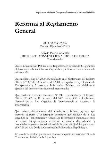 Acceso a la InformaciÃ³n PÃºblica en Ecuador, 2005 - Imaginar