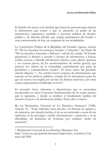 Acceso a la InformaciÃ³n PÃºblica en Ecuador, 2005 - Imaginar