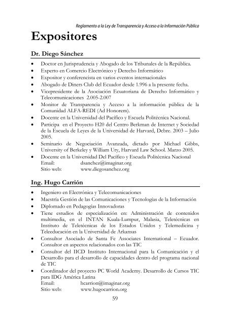 Acceso a la InformaciÃ³n PÃºblica en Ecuador, 2005 - Imaginar