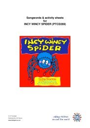 Songwords & activity sheets for INCY WINCY SPIDER (PTCD269)
