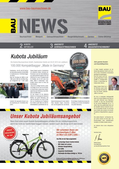 Kubota Jubilaum Bau Suddeutsche Baumaschinen Handels Gmbh
