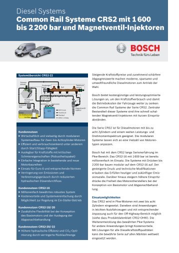 Diesel Systems Common Rail Systeme CRS2 mit 1 600 bis 2 200 ...