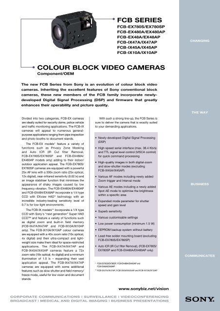 COLOUR BLOCK VIDEO CAMERAS FCB SERIES - imaginArt