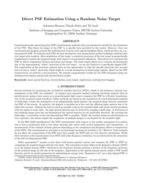 Direct PSF estimation using a random noise target [7537-10]