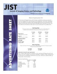 Journal Of Imaging Science & Technology (JIST) - Society for ...