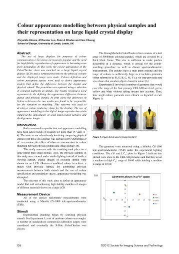 Colour appearance modelling between physical samples and their ...