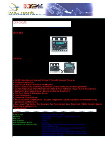 EOCR-3DD EOCR-FD â¢ MCU( MikroiÅlemci Kontrol ... - Ä°maj Teknik