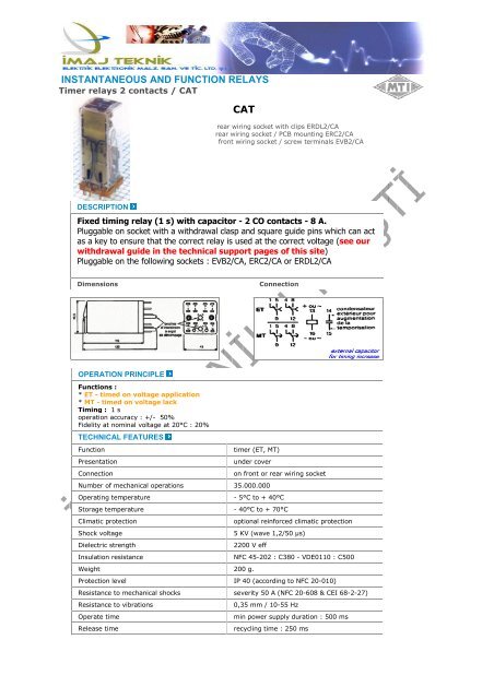 Timer relays 2 contacts / CAT - Ä°maj Teknik